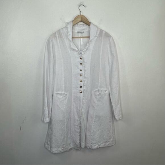 Banana Blue Tops - Banana‎ Blue Australia White Linen Tunic Beach Cover Size Small NWT
